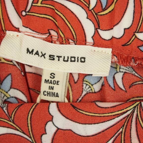 Max‎ Studio Coral Blue Floral Ruffled Maxi Skirt Size Small - Picture 6 of 9